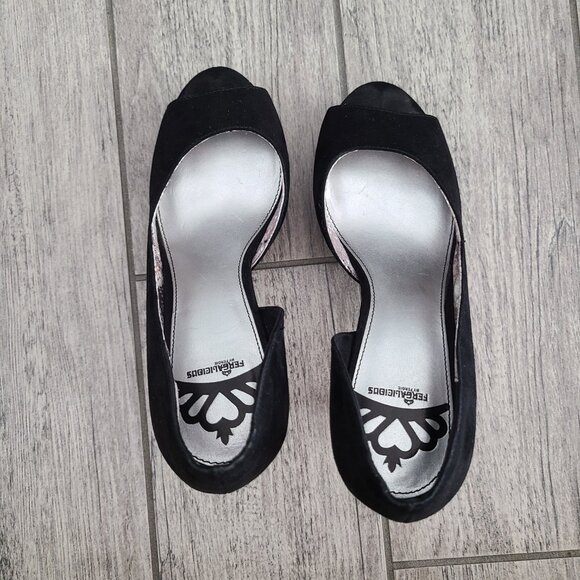 Fergalicious Radical Women's Black Peep-Toe Stiletto Heels Size 8.5W - Picture 13 of 15